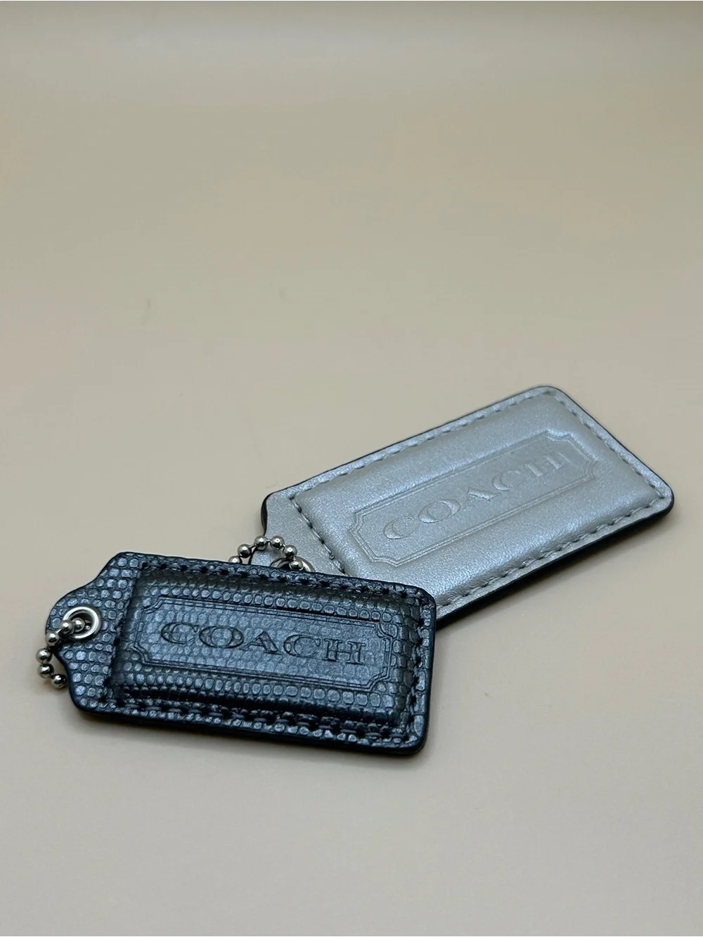 Two Authentic Coach Leather Bag Hang Tags
